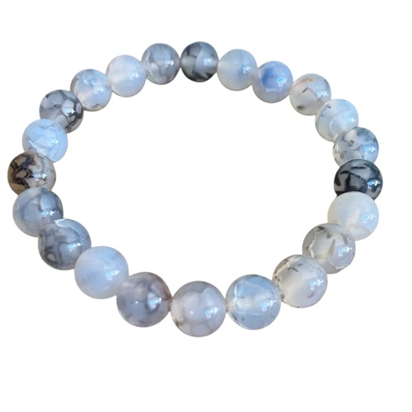 Dragon Vein Agate All Natural Crystal Stone Bracelet With Healing Properties - Picture 8 of 11